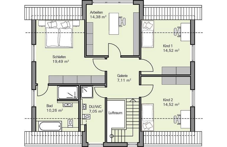 Massivhaus Haus Arnold von Zaunmüller Massivhaus, Grundriss 1
