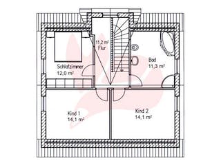 Massivhaus Haus Birke 128 von Baufuchs-Massivhaus Schlüsselfertig ab 224400€,  Grundriss 1