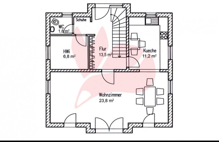 Massivhaus Haus Birke 128 von Baufuchs-Massivhaus Schlüsselfertig ab 224400€, Grundriss 1