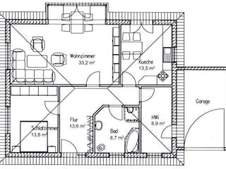 Massivhaus Haus Buche 91 von Baufuchs-Massivhaus Schlüsselfertig ab 171800€, Bungalow Grundriss 1