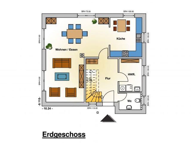 Massivhaus Haus Classic von ÄSTHETIK-HAUS Schlüsselfertig ab 224280€,  Grundriss 2