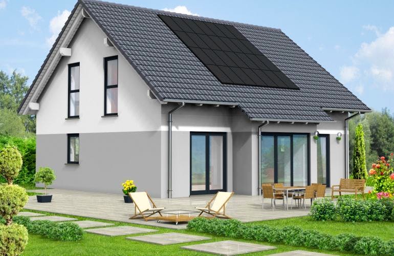 Massivhaus Haus mit Satteldach Variante 23 von Grundsteinhaus Schlüsselfertig ab 197950€, Außenansicht 1