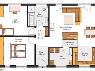 Massivhaus IL-3-102 von Elbe-Haus® Ost, Bungalow Grundriss 1