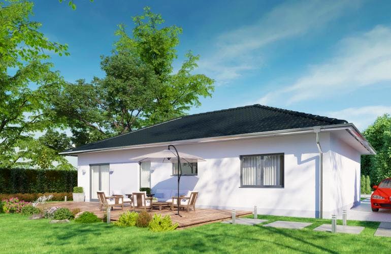 Massivhaus IL-3-102 von Elbe-Haus, Bungalow Außenansicht 1