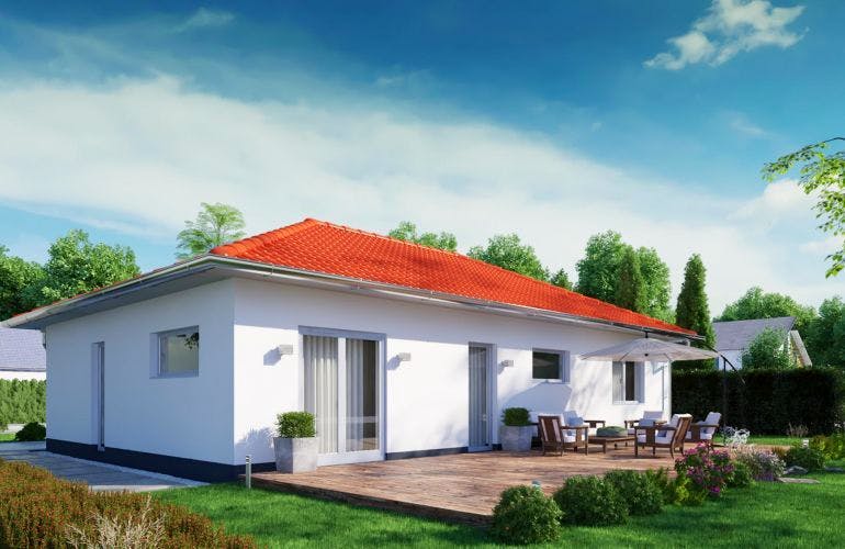 Massivhaus IL-3-102 von Elbe-Haus, Bungalow Außenansicht 2