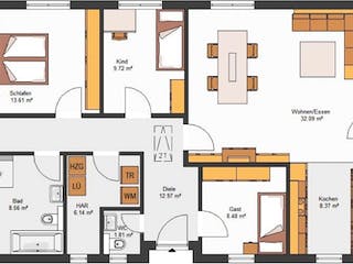 Massivhaus IL-3-104 von Elbe-Haus® Ost, Bungalow Grundriss 1