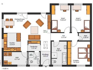 Massivhaus IL-3-122 von Elbe-Haus® Ost, Bungalow Grundriss 1