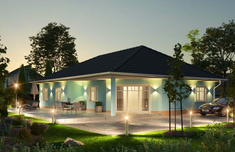 Massivhaus IL-3-132 von Elbe-Haus® Ost, Bungalow Außenansicht 2