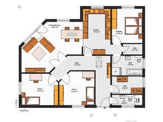 Massivhaus IL-3-132 von Elbe-Haus, Bungalow Grundriss 1