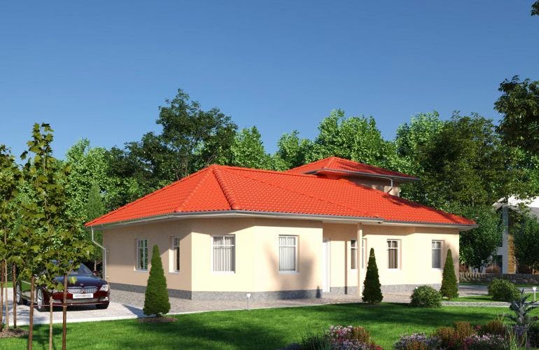 Massivhaus IL-3-164 von Elbe-Haus, Bungalow Außenansicht 2