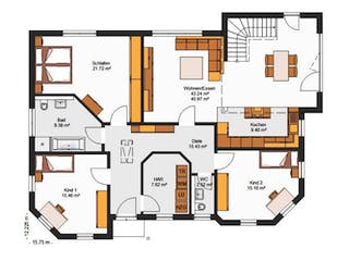 Massivhaus IL-3-164 von Elbe-Haus, Bungalow Grundriss 2