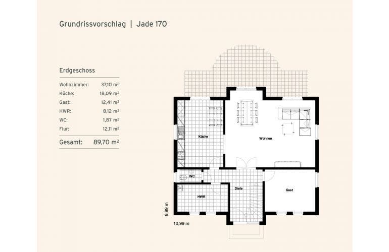 Massivhaus Jade 170 von Rostow Massivhaus, Grundriss 2