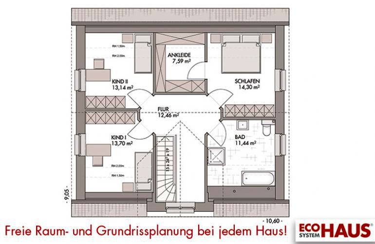 Massivhaus Kapitänshaus 150 von ECO System HAUS, Grundriss 1