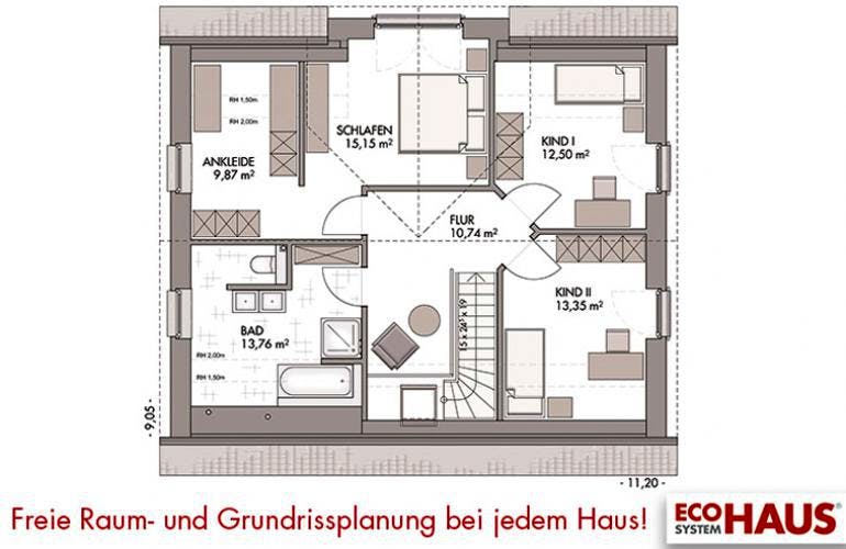 Massivhaus Kapitänshaus 160 von ECO System HAUS, Grundriss 1