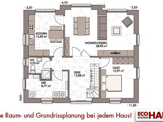 Massivhaus Kapitänshaus 160 von ECO System HAUS,  Grundriss 2