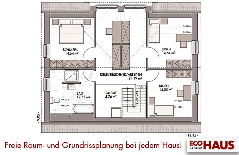 Massivhaus Kapitänshaus 180 von ECO System HAUS,  Grundriss 1