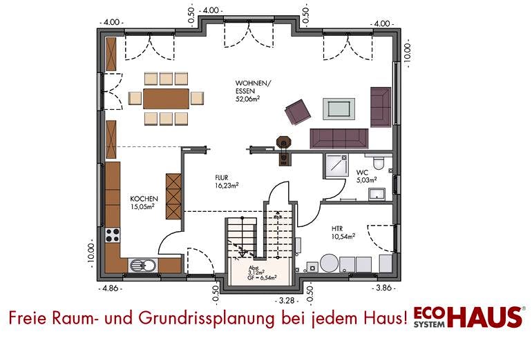 Massivhaus Kapitänshaus 200 von ECO System HAUS, Grundriss 1
