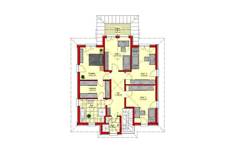 Massivhaus Königstein 206 von PRO-IM Neo, Stadtvilla Grundriss 1