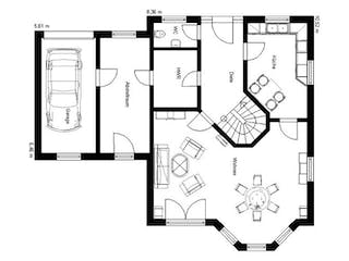 Massivhaus LANDHAUS 160 mit Anbau von domoplan massivhaus, Grundriss 1
