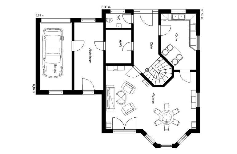 Massivhaus LANDHAUS 160 mit Anbau von domoplan massivhaus, Grundriss 1