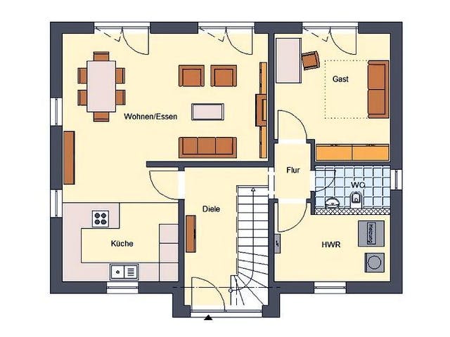 Massivhaus Landhaus Friesland von EWA Hausbau Schlüsselfertig ab 292990€,  Grundriss 2