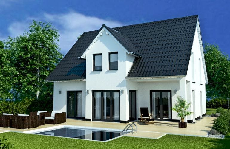 Massivhaus Landhaus Prignitz von EWA Hausbau Schlüsselfertig ab 298990€,  Außenansicht 2