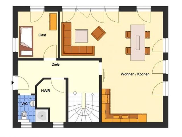 Massivhaus Landhaus Schönwalde von EWA Hausbau Schlüsselfertig ab 293990€,  Grundriss 2