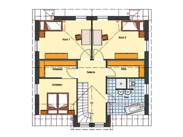 Massivhaus Landhaus Teltow von EWA Hausbau Schlüsselfertig ab 322990€,  Grundriss 2