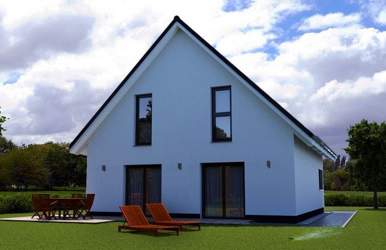 Massivhaus Landhaus Uckermark von EWA Hausbau Schlüsselfertig ab 220990€, Außenansicht 2