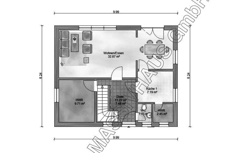 Massivhaus Landhaus von Ambiente Massivhaus, Grundriss 2