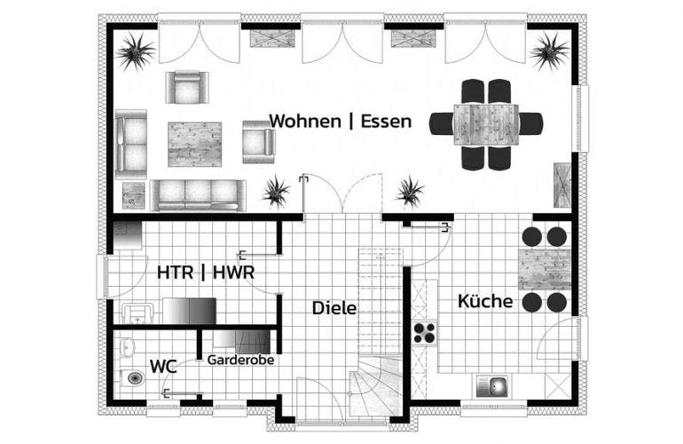 Massivhaus LANDSITZ von Kagebau, Grundriss 1