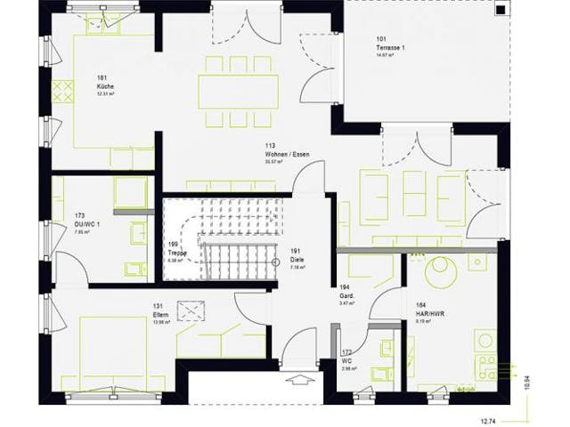 Fertighaus LifeStyle 17.02 W von massa haus Ausbauhaus ab 215999€, Stadtvilla Grundriss 3