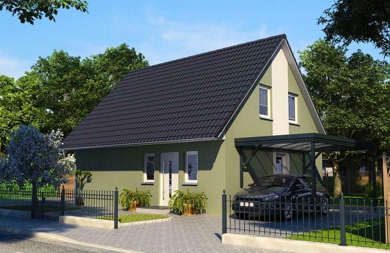 Massivhaus Linde 124 von Baufuchs-Massivhaus Schlüsselfertig ab 211700€, Außenansicht 2
