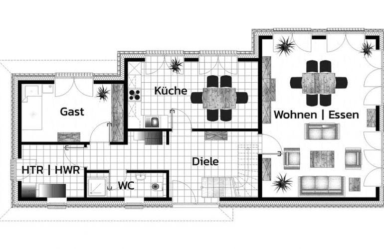 Massivhaus LINDENHOF von Kagebau, Stadtvilla Grundriss 1