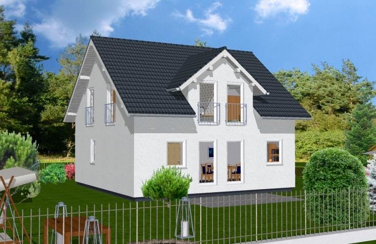Massivhaus Marion II mit Zwerchgiebel von HSE Massivhaus, Außenansicht 1