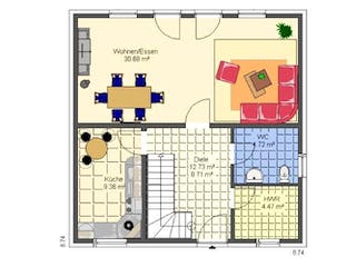 Massivhaus Marion II mit Zwerchgiebel von HSE Massivhaus, Grundriss 1