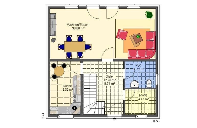 Massivhaus Marion II mit Zwerchgiebel von HSE Massivhaus, Grundriss 1
