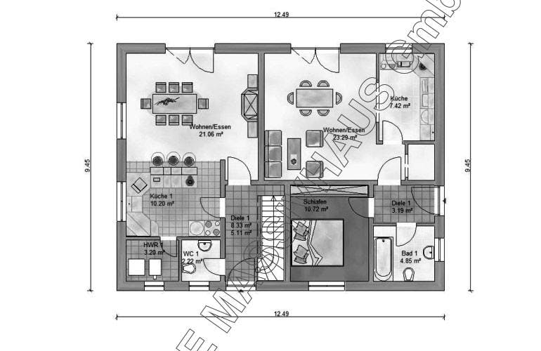 Massivhaus Massivhaus Havel von Ambiente Massivhaus, Grundriss 1
