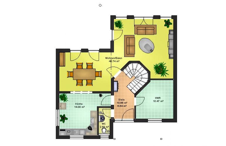 Massivhaus Massivhaus Karlstein von Immobilien Atelier Klaus Reuter, Stadtvilla Grundriss 2
