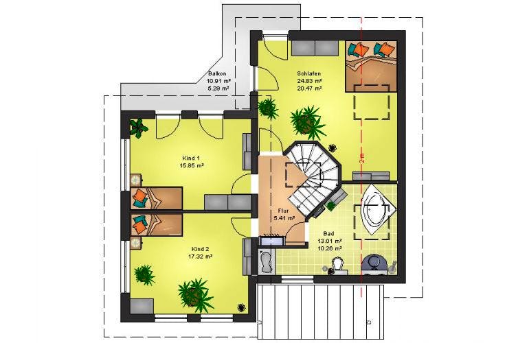 Massivhaus Massivhaus Karlstein von Immobilien Atelier Klaus Reuter, Stadtvilla Grundriss 1