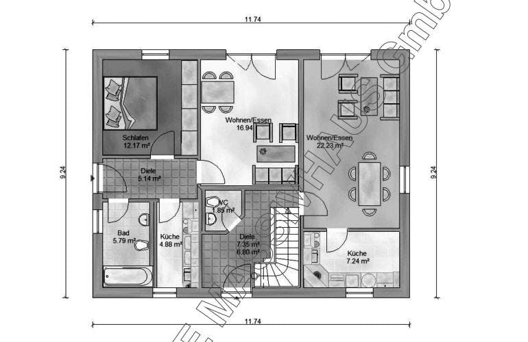 Massivhaus Massivhaus Main mit ELW von Ambiente Massivhaus, Grundriss 1