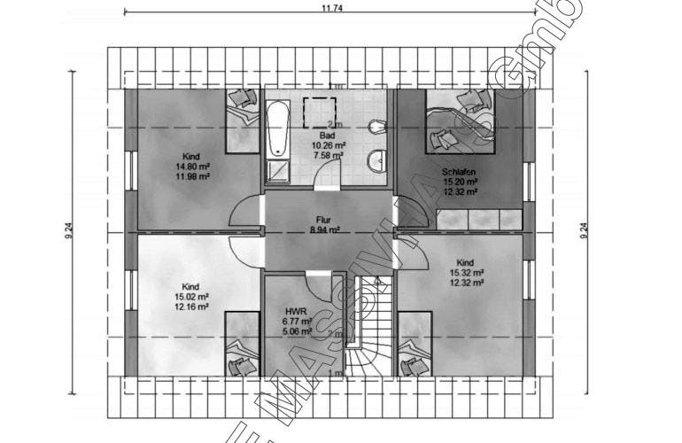 Massivhaus Massivhaus Main mit ELW von Ambiente Massivhaus, Grundriss 2