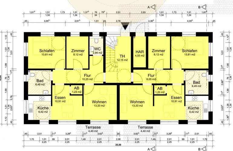 Massivhaus Mehrfamilienhaus Reinfeld von Hausbauplanung Nord, Grundriss 2