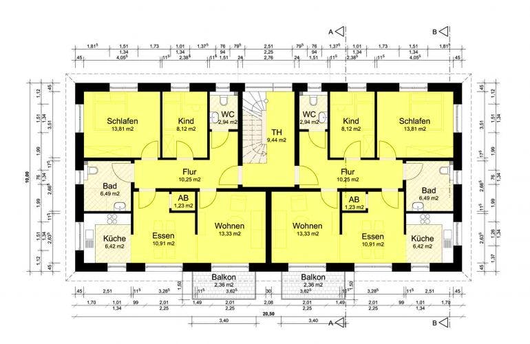 Massivhaus Mehrfamilienhaus Reinfeld von Hausbauplanung Nord, Grundriss 1