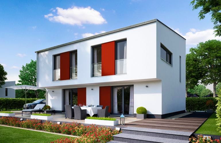 Massivhaus Modern 2000.2 von KONZEPTHAUS, Stadtvilla Außenansicht 1