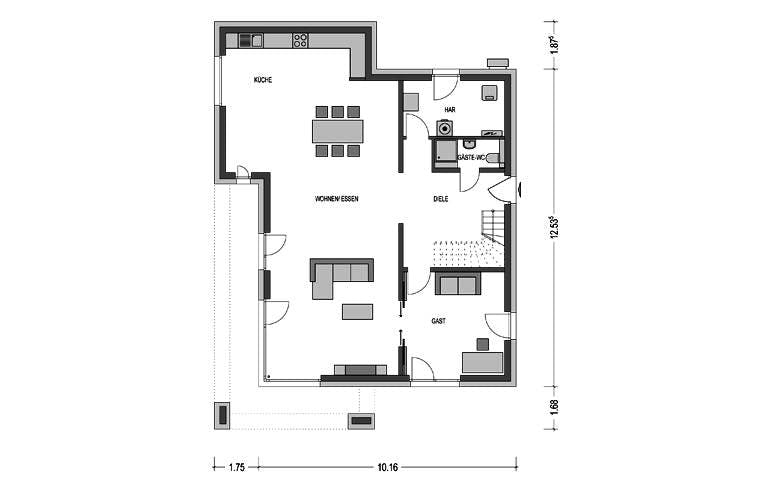 Massivhaus Modern 5000.2 (inactive) von KONZEPTHAUS, Cubushaus Grundriss 1