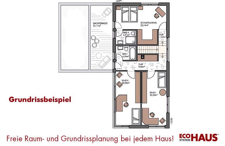 Massivhaus Modern Classic 180 von ECO System HAUS, Cubushaus Grundriss 1