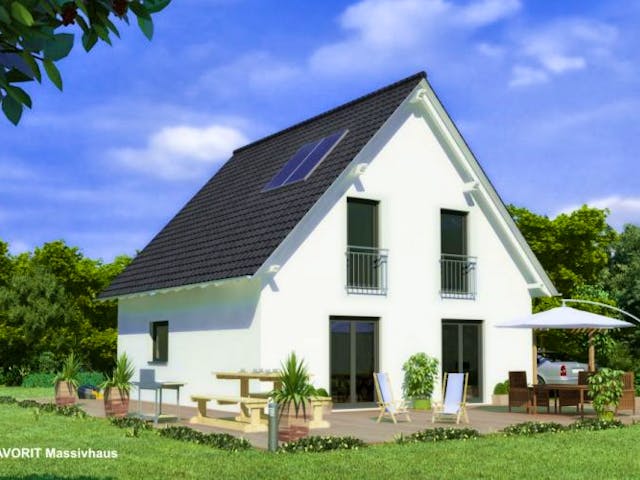 Massivhaus Noblesse 113 von FAVORIT Massivhaus Schlüsselfertig ab 275690€, Satteldach-Klassiker Außenansicht 1 Massivhaus Noblesse 113 von FAVORIT Massivhaus Schlüsselfertig ab 275690€, Satteldach-Klassiker Außenansicht 1