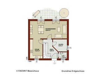 Massivhaus Noblesse 113 von FAVORIT Massivhaus, Satteldach-Klassiker Grundriss 1