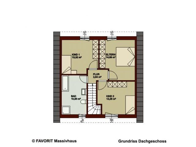 Massivhaus Noblesse 113 von FAVORIT Massivhaus Schlüsselfertig ab 275690€, Satteldach-Klassiker Grundriss 2
